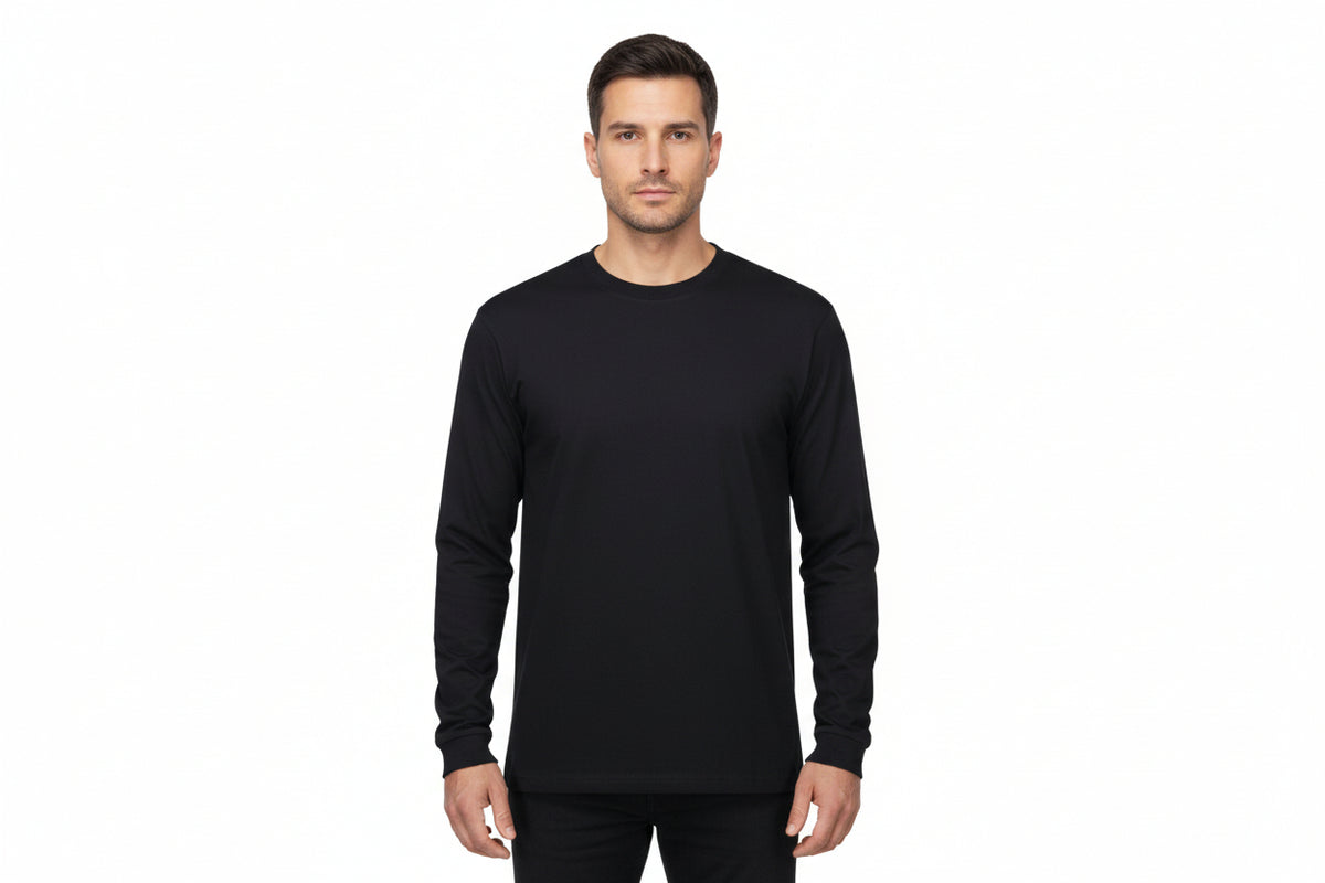 Slidstærk sort langærmet t-shirt til mænd