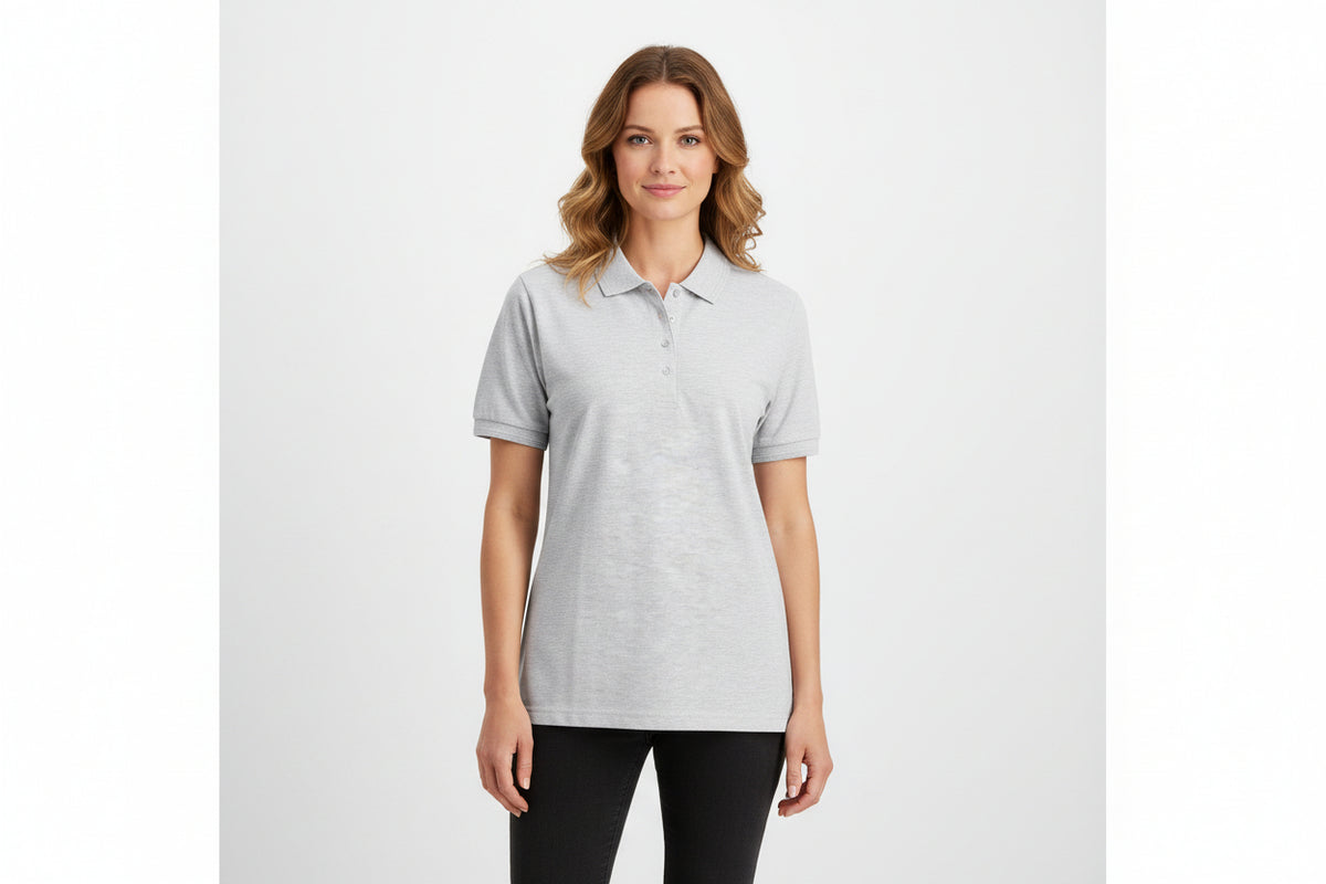 Slidstærk grå dame polo t-shirt