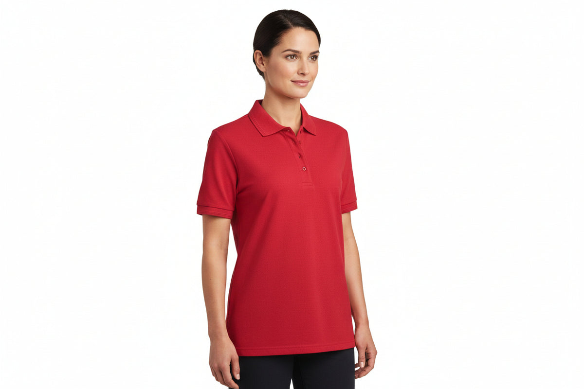 Slidstærk rød dame polo t-shirt