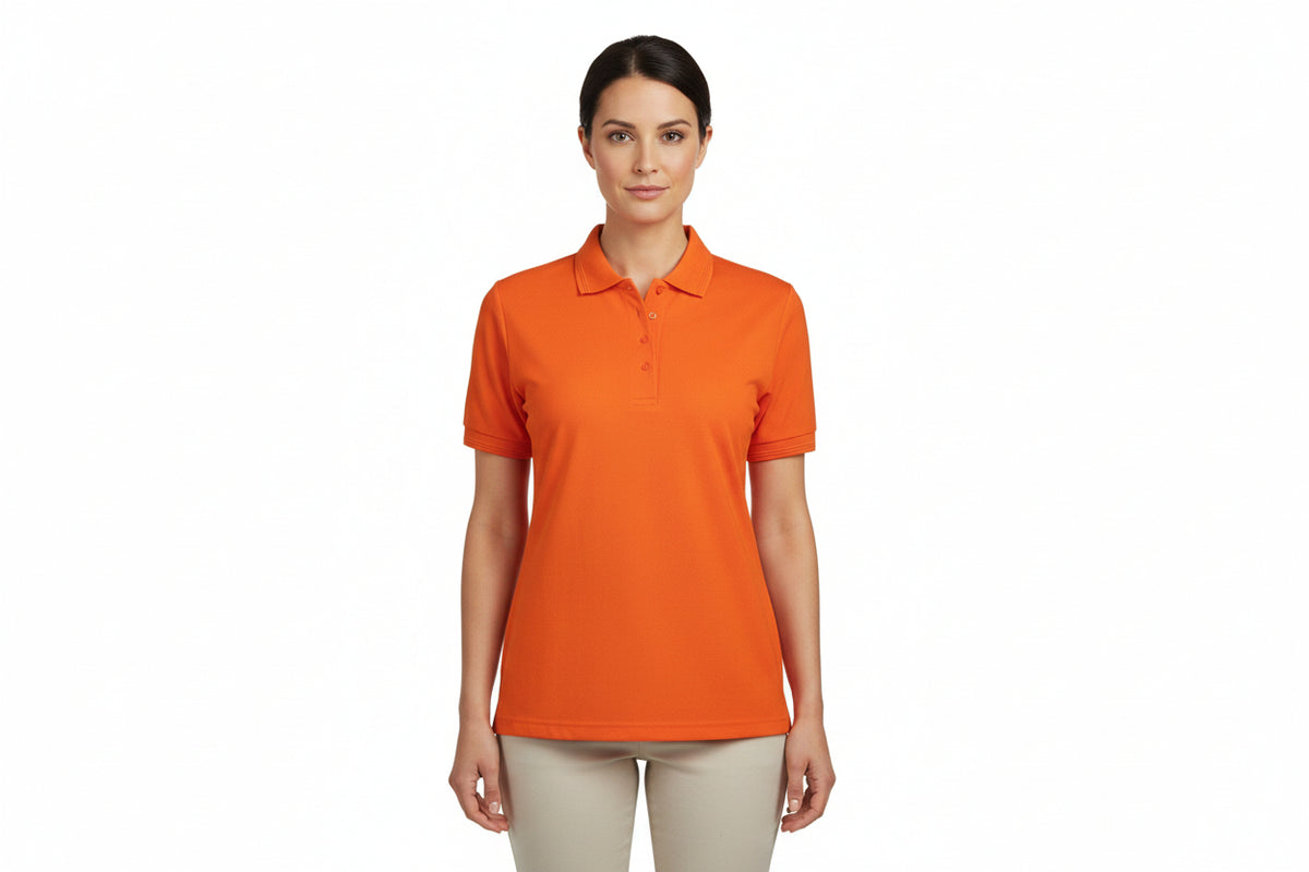 Slidstærk orange dame polo t-shirt