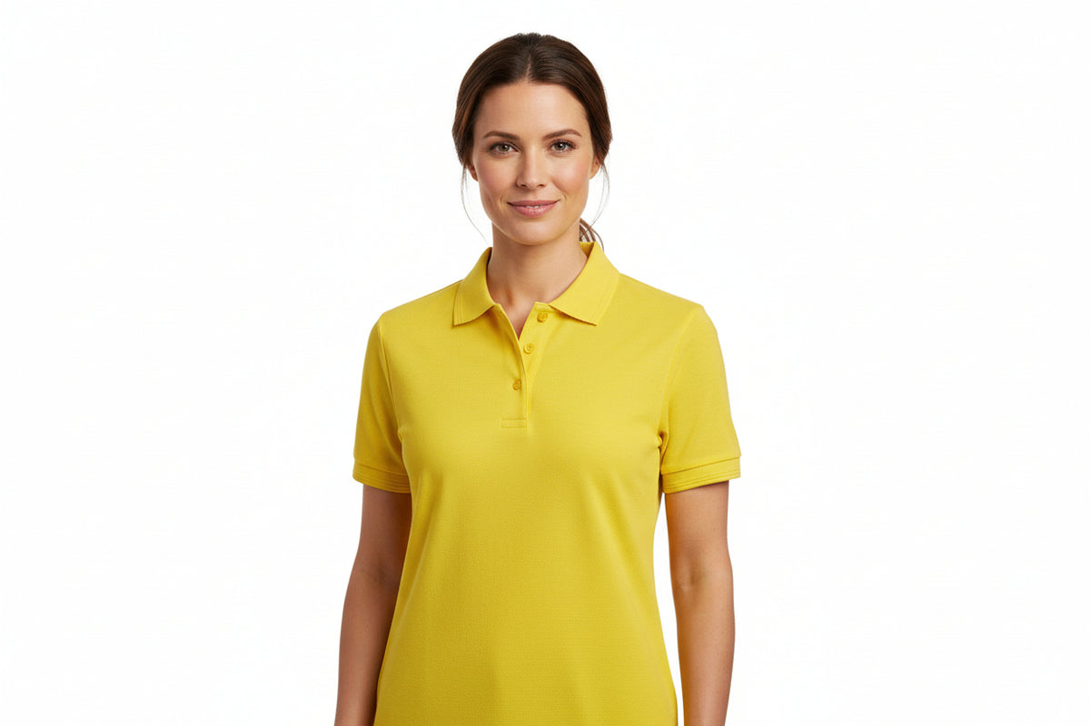 Slidstærk gul dame polo t-shirt
