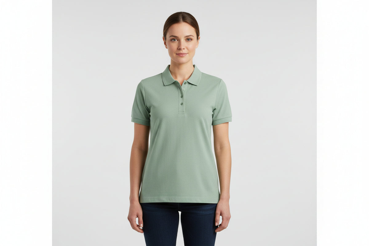 Slidstærk dame polo t-shirt i støvet grøn