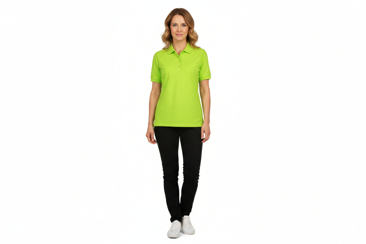 Limefarvet dame polo t-shirt i slidstærkt materiale