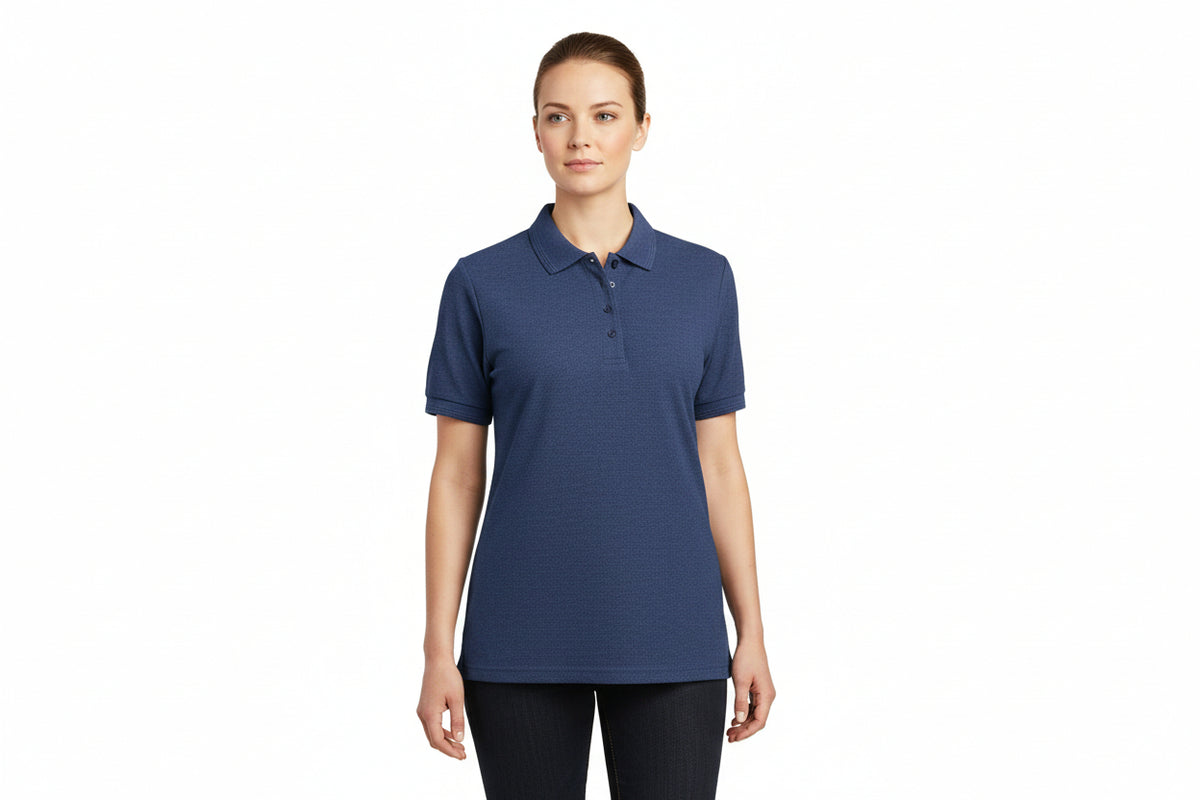 Slidstærk mørkeblå dame polo t-shirt
