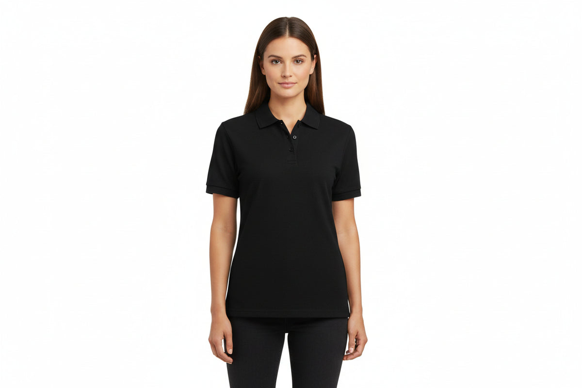 Slidstærk sort dame polo t-shirt