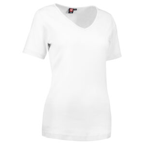 Hvid dame t-shirt med v-hals