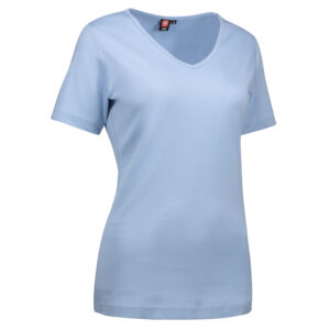 Dame t-shirt i lyseblå med v-hals