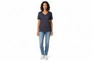 Navy dame t-shirt med v-hals fra ID Tøj