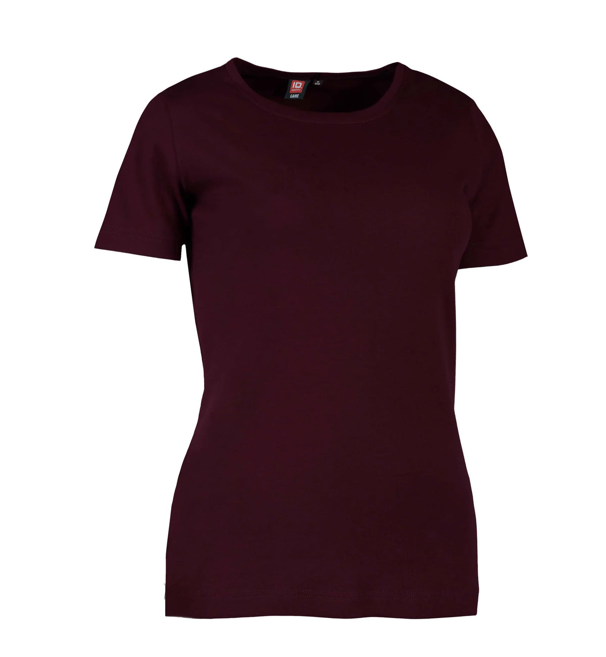Dame t-shirt med rund hals i mørk bordeaux