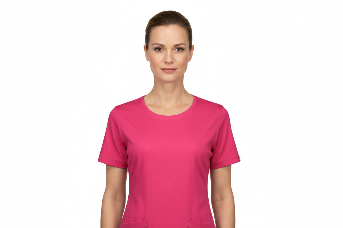 Pink dame t-shirt med rund hals fra ID Tøj
