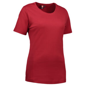 Rød dame t-shirt med rund hals