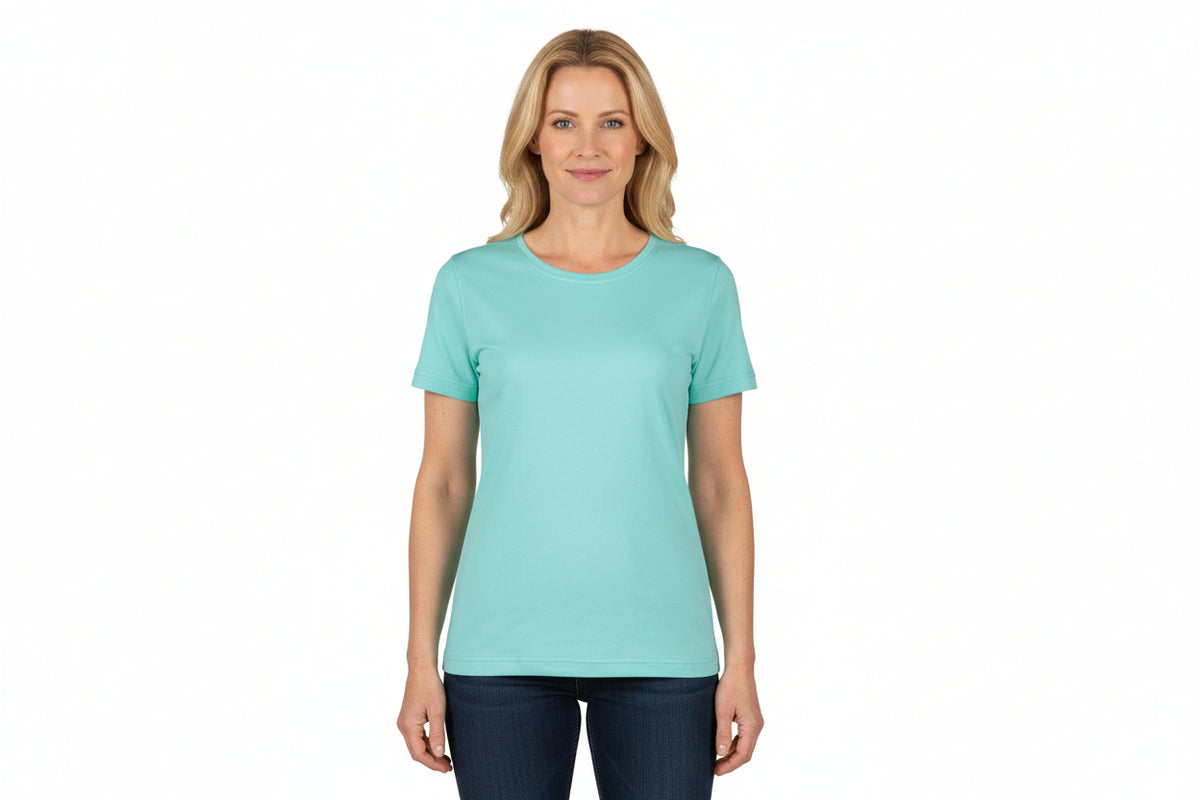 Mintfarvet dame t-shirt med rund hals fra ID Tøj