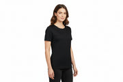 Sort dame t-shirt med rund hals fra ID Tøj