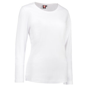 Langærmet dame t-shirt i hvid
