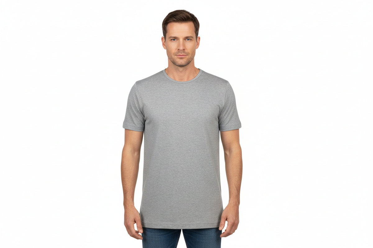 Grå t-shirt med rund hals til mænd fra ID Tøj
