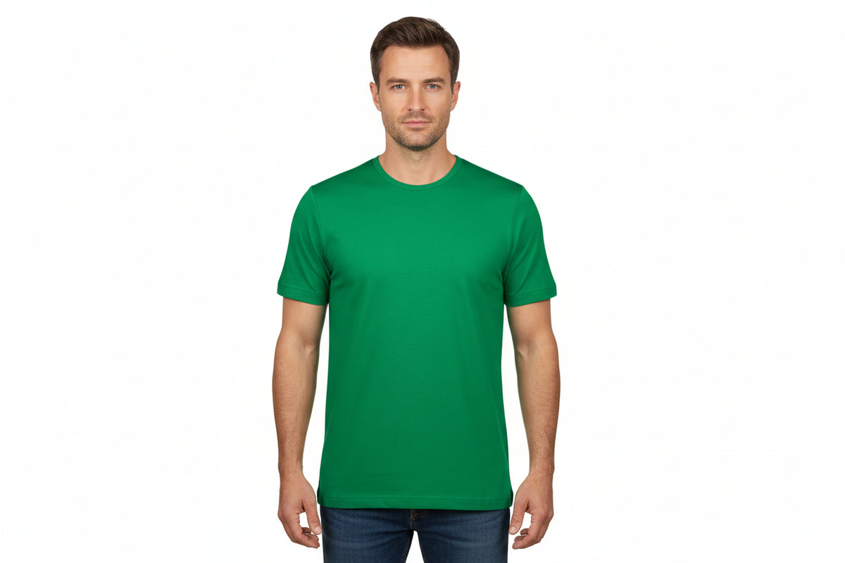 Grøn t-shirt med rund hals til mænd fra ID Tøj
