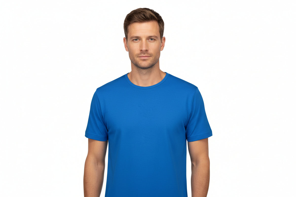Turkis t-shirt med rund hals til mænd fra ID Tøj