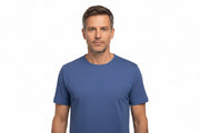 Indigofarvet t-shirt med rund hals til mænd fra ID Tøj