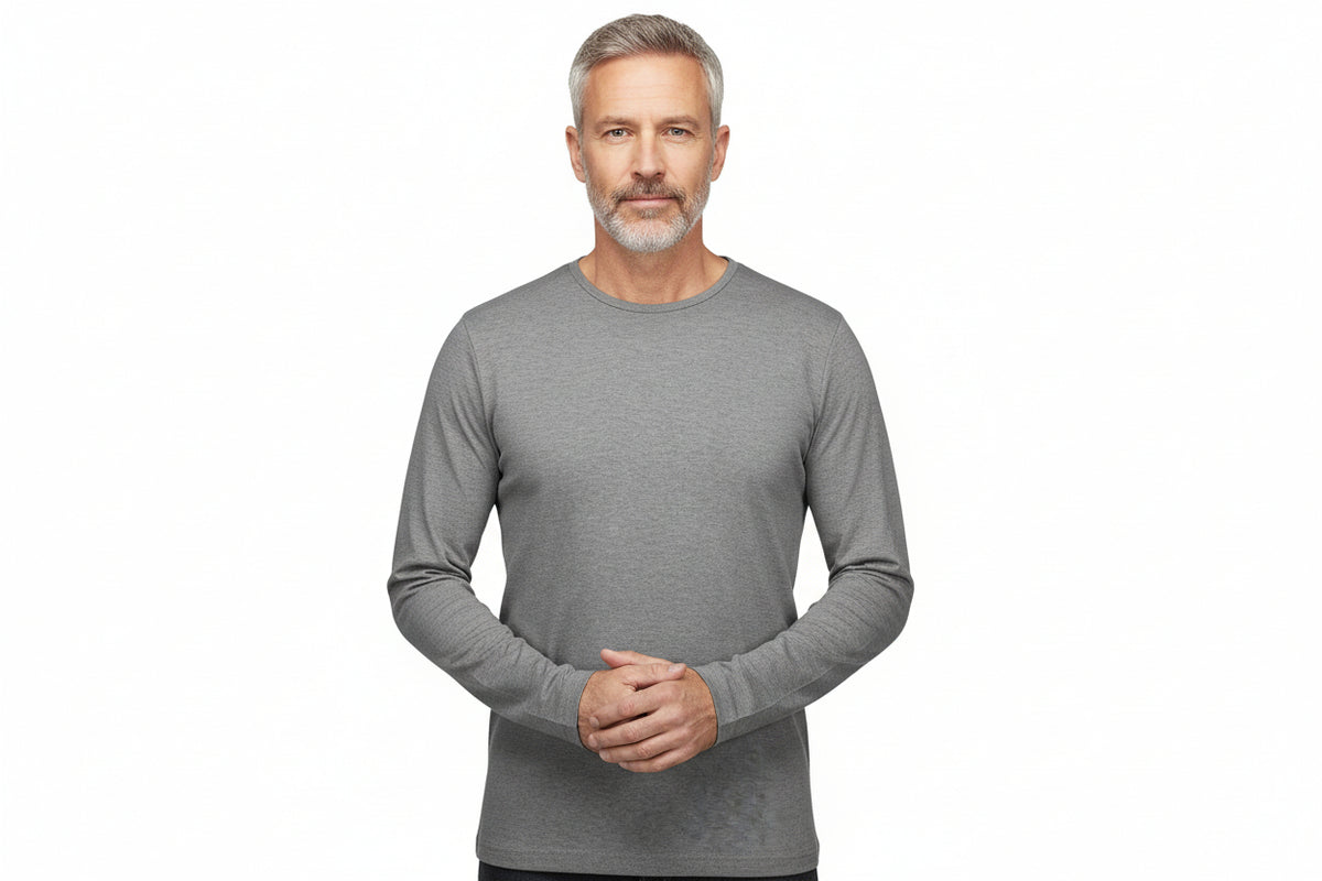 Grå langærmet t-shirt til mænd fra ID Tøj