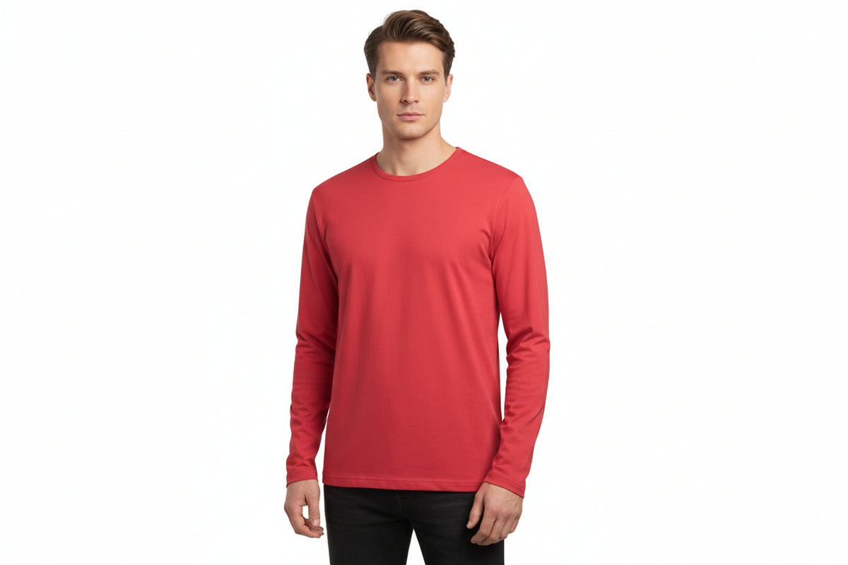 Rød langærmet t-shirt til mænd fra ID Tøj