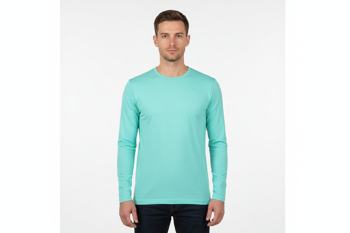 Mintfarvet langærmet t-shirt til mænd fra ID Tøj