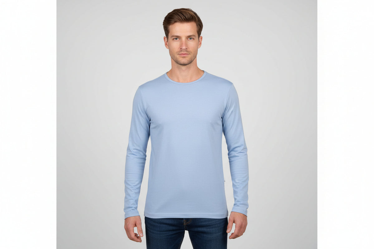 Lyseblå langærmet t-shirt til mænd fra ID Tøj