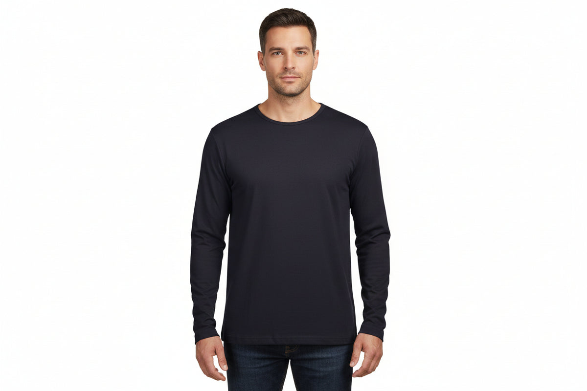 Navy langærmet t-shirt til mænd fra ID Tøj