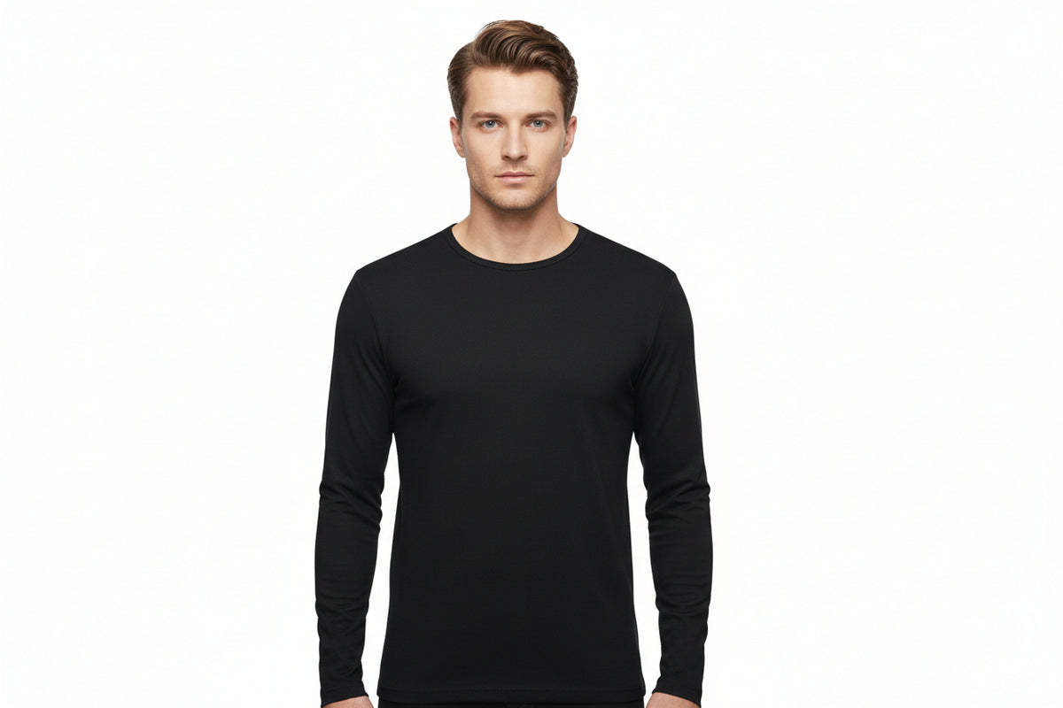 Sort langærmet t-shirt til mænd fra ID Tøj