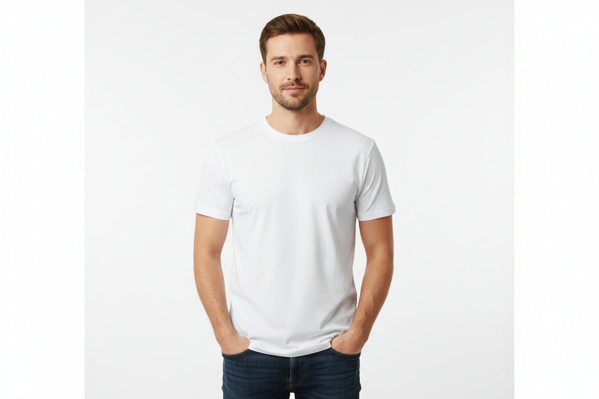 Hvid stretch t-shirt til mænd
