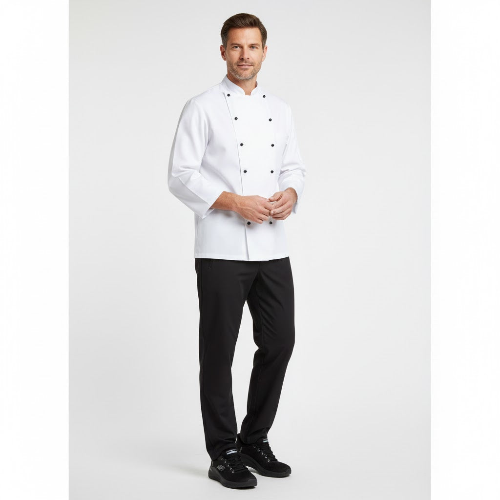 Nybo Hvid Unisex Gourmet Kokkejakke, Komfort, Bomuldssatin