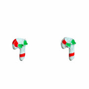Øreringe med julestok i sølvtone