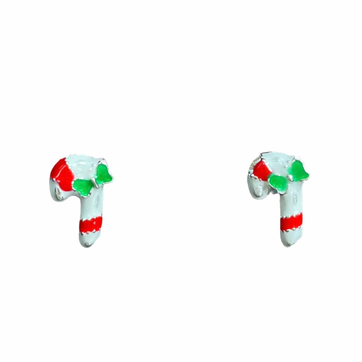 Øreringe med julestok i sølvtone