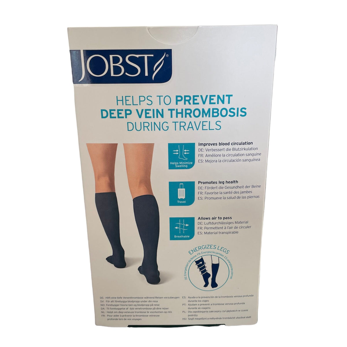 Jobst rejsestrømper i sort klasse 1 med tå