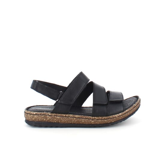 Sort skindsandal med fire indstillelige remme fra Relaxshoe