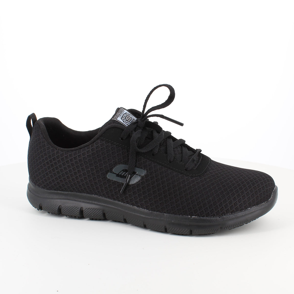 Sort Skechers work i åndbart materiale til kvinder