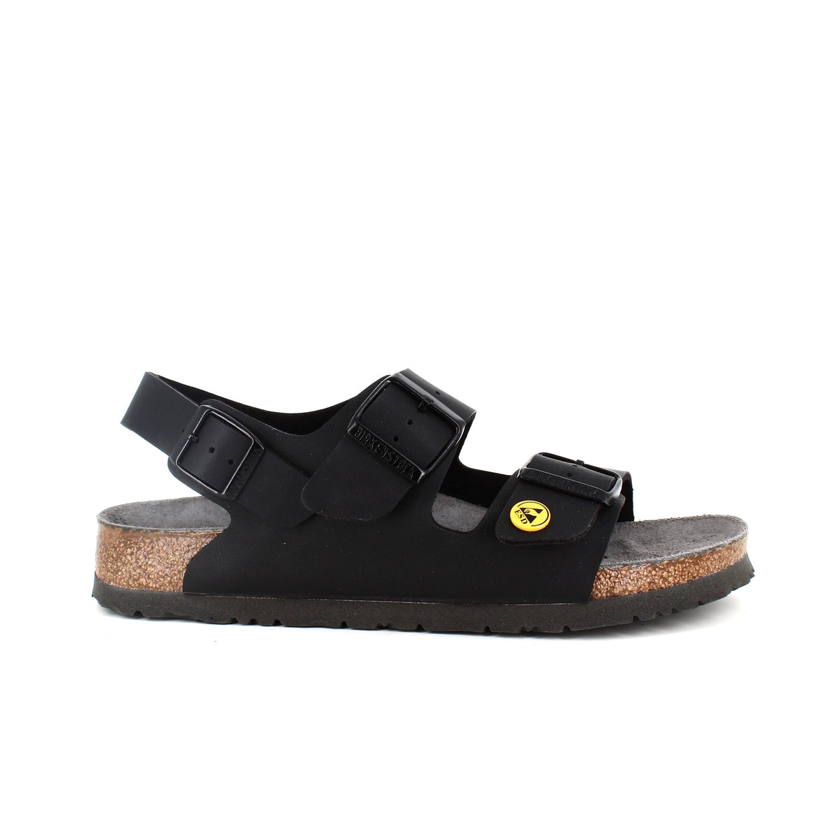 Sort Milano sandal fra Birkenstock med ESD-godkendte såler