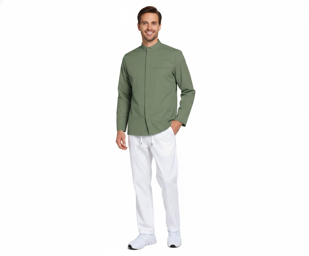 Nybo Grøn Unisex New Nordic Kokkejakke, Langærmet, Komfort, Fleksibilitet
