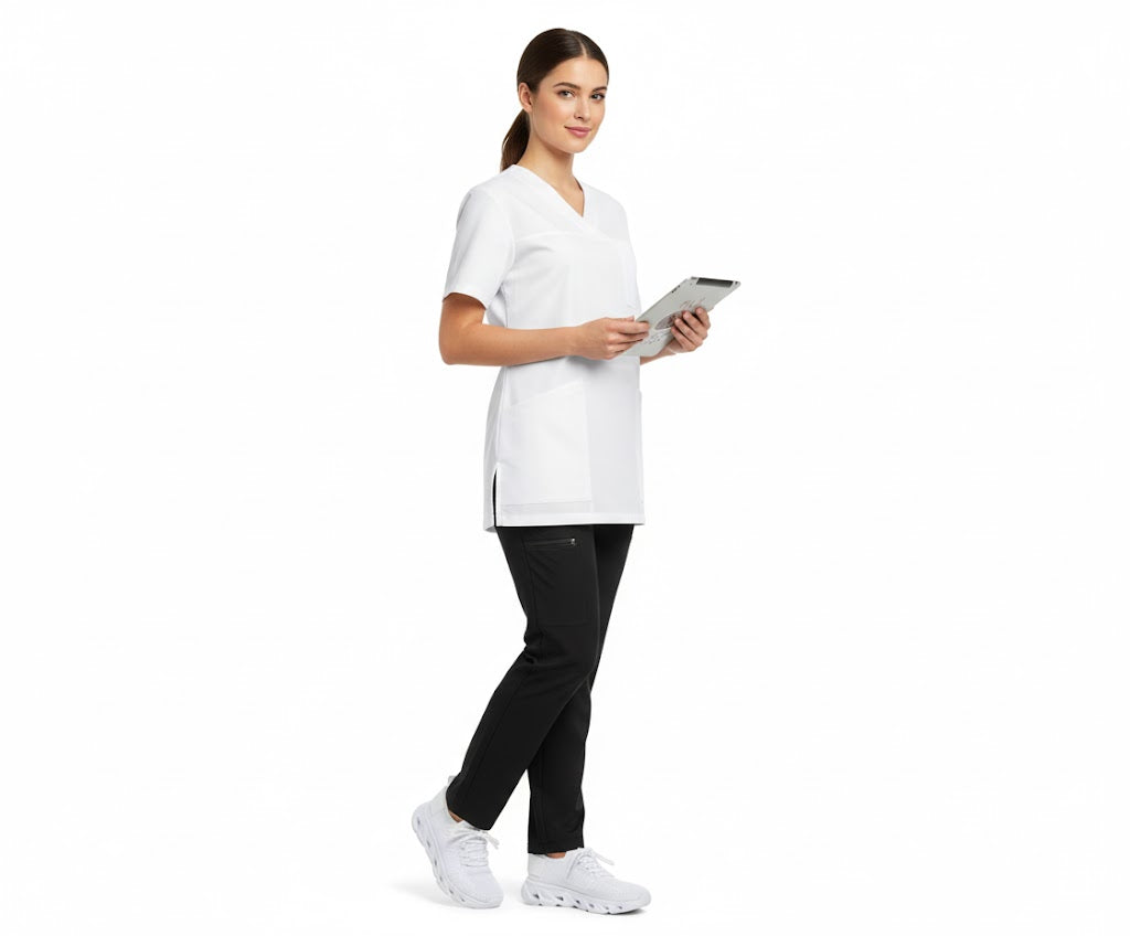 Nybo Hvid Unisex Heart Busseronne, Åndbar, Rummelig Pasform
