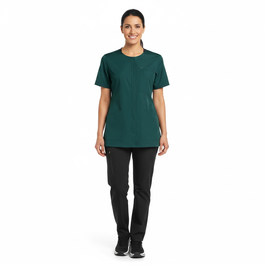 Nybo Mørkegrøn Unisex Sporty Tunika, Rummelig, Slidser