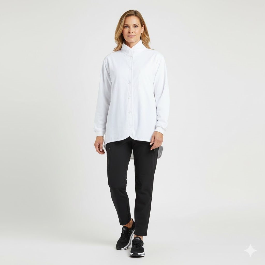 Nybo Hvid Unisex Move Cardigan, Langærmet, Superblød Fleecefor