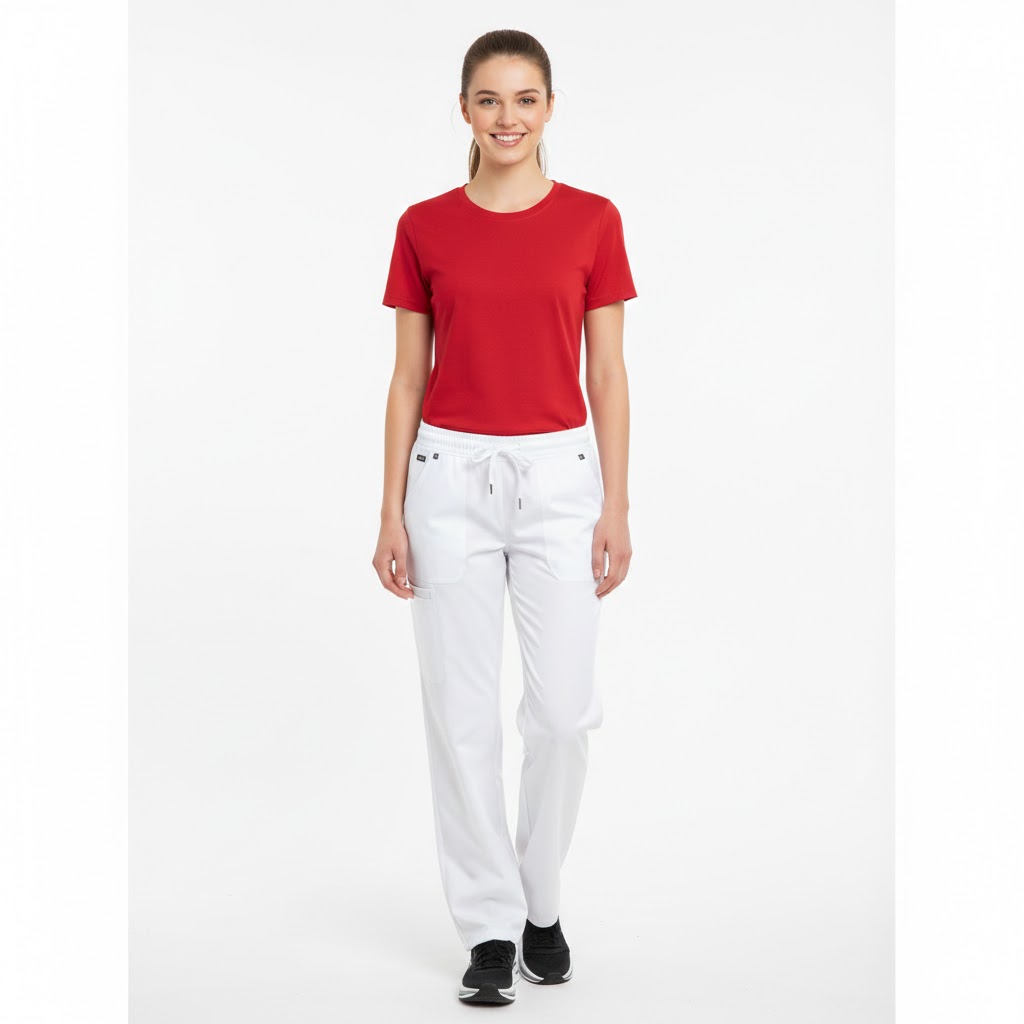 Rød dame t-shirt med rund hals fra ID Tøj