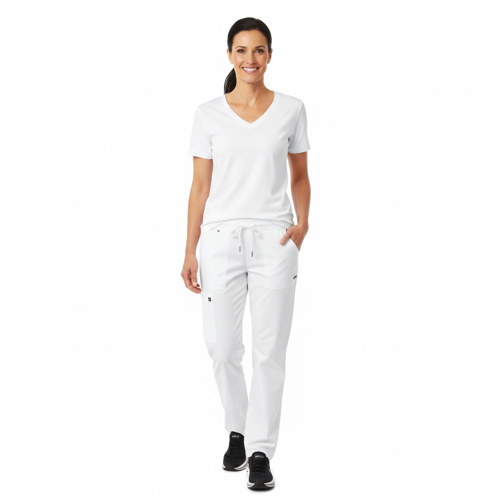 Hvid dame t-shirt med v-hals