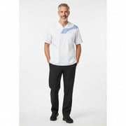 Nybo Hvid/Lyseblå Unisex Comfortec Satin Busseronne, Åndbar, Slidstærk