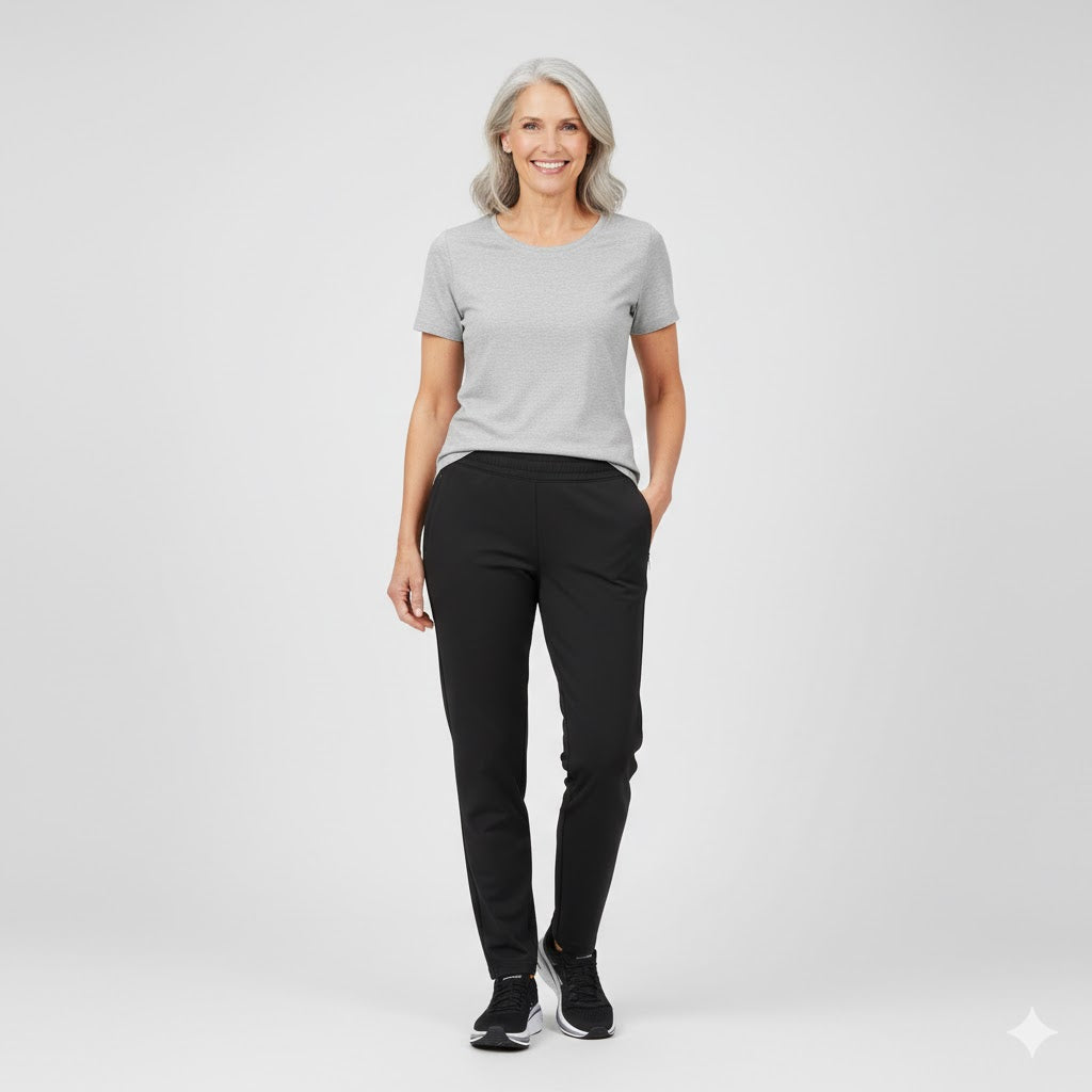 Grå dame t-shirt med rund hals fra ID Tøj
