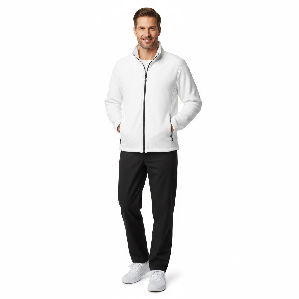 Nybo Hvid Herre Shirts & Outdoort Micro Fleece Cardigan, Antipilling, Elastik i Bund