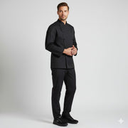 Nybo Delight unisex kokkejakke i sort – klassisk pasform, slidstærkt materiale & justerbare manchetærmer